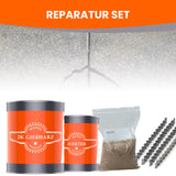 Reparaturset mit Gießharz und Härter.