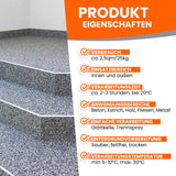 Treppenstufen mit Produktinformationen.