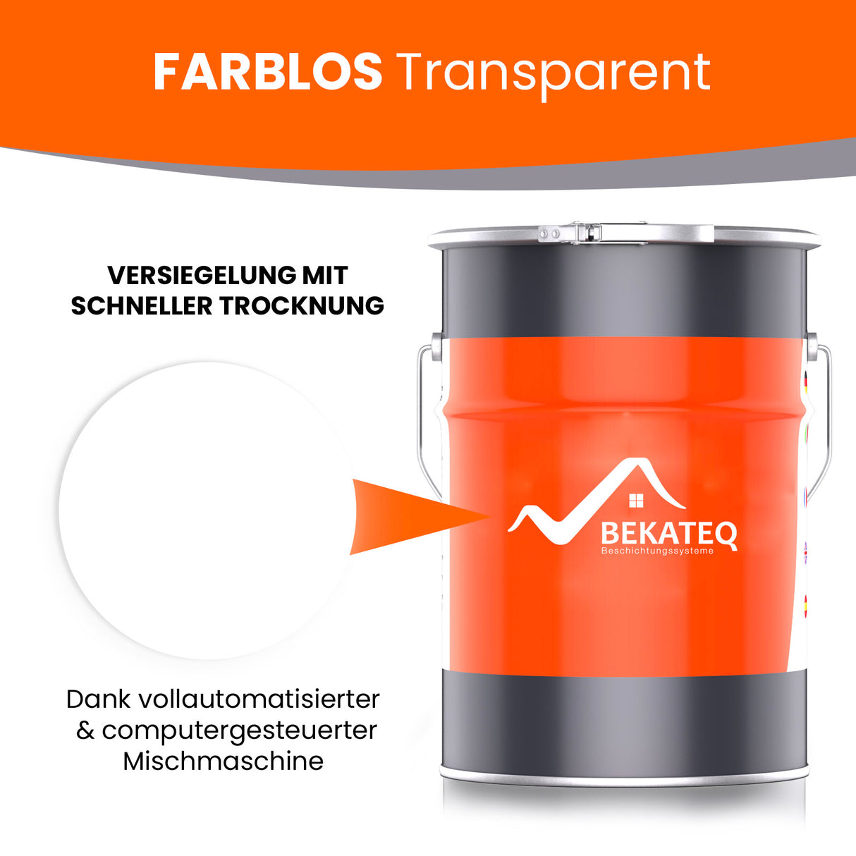 Farblose Versiegelung in Metallbehälter.